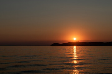 Naklejka na ściany i meble Beautiful sunset in Thassos, Greece