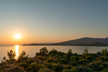 Beautiful sunset in Thassos, Greece