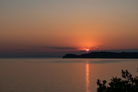 Beautiful sunset in Thassos, Greece