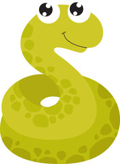 Fototapeta premium Cute snake. Little cartoon snake. Jungle animal. Dangerous wild animal. Cartoon character.