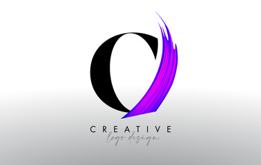 Brush Letter O Logo Design with Creative Artistic Paint Brush Stroke and Modern Look Vector