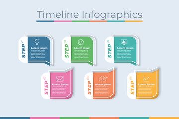 Timeline Infographics Design Paper Art Style Marketing Icons. Usable for Workflow Layout, Diagram, Annual Report, Web Design. Business Data Visualization with steps or Processes