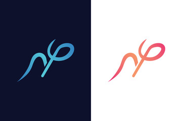 Stylish Two Letter NP or PN Logo Design