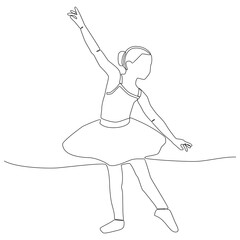 Continuous line drawing little girl doing ballet