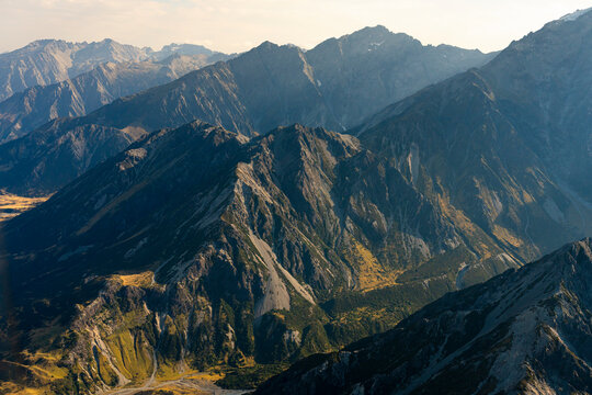 Aerial View Of Mountain Ranges In Aoraki/Mount Cook National Park, UNESCO World Heritage Site, South Island, New Zealand, Pacific