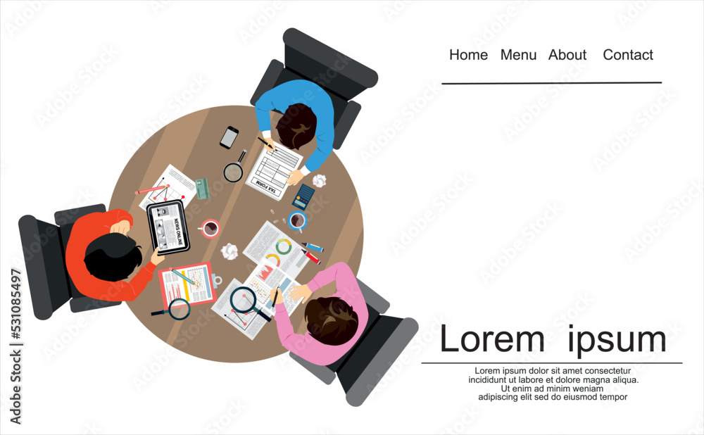 Poster flat design illustration concepts for business analysis and planning, consulting, team work, project