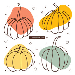 Set of outline pumpkins. Autumn mood. Halloween vector.