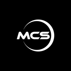 MCS letter logo design with black background in illustrator, cube logo, vector logo, modern alphabet font overlap style. calligraphy designs for logo, Poster, Invitation, etc.
