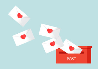 Love letter vector. Mailbox vector. mailbox on white background. Love letter in mailbox.