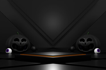 halloween background. colorful podium on stage with red and purple platform. stage to show product. stage on pedestal modern 3d studio