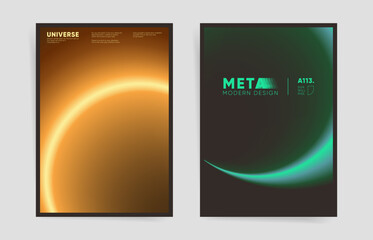 Autumn neon smooth gradients posters design. Vector science, future or technology space design templates with text and abstract neon circles. 