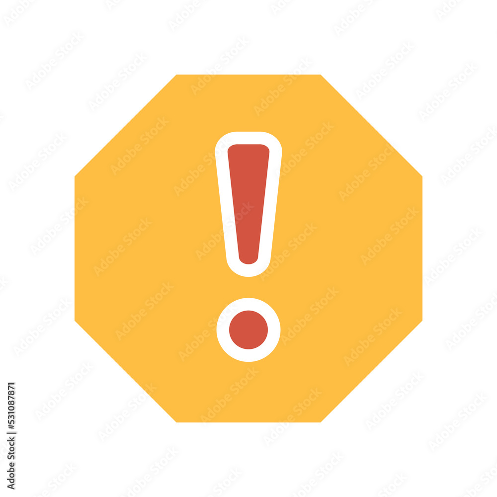 Aufkleber exclamation mark in octagonal shape for hazard warning symbol. beware secure caution in traffic road