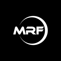 Fototapeta na wymiar MRF letter logo design with black background in illustrator, cube logo, vector logo, modern alphabet font overlap style. calligraphy designs for logo, Poster, Invitation, etc.