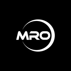 MRO letter logo design with black background in illustrator, cube logo, vector logo, modern alphabet font overlap style. calligraphy designs for logo, Poster, Invitation, etc. - obrazy, fototapety, plakaty