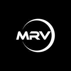 MRV letter logo design with black background in illustrator, cube logo, vector logo, modern alphabet font overlap style. calligraphy designs for logo, Poster, Invitation, etc.