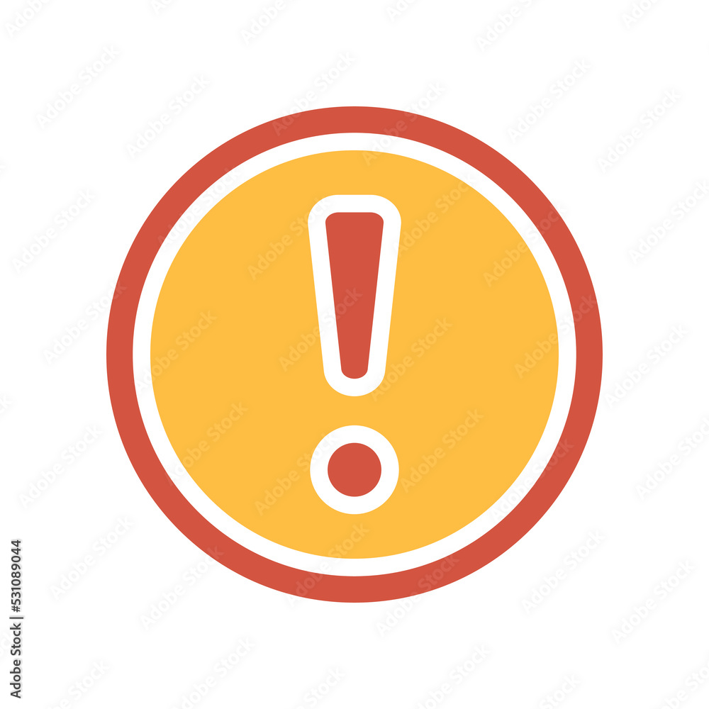 Poster exclamation mark in round shape for hazard warning symbol. beware secure caution in traffic road. er