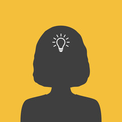 Woman with light bulb in her head.