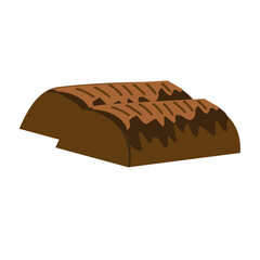 Waffle in cocolate cake illustration 