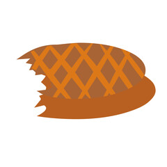 Waffle in cocolate cake illustration 