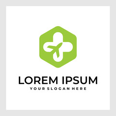 Medical Plane Travel Logo Template Design