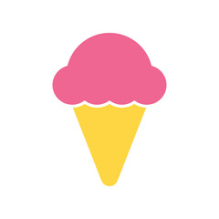 Tasty ice cream in waffle cone with strawberry flavor. Freshness Sweet dessert food. beach tropical vacation symbol. Cone, food, ice on summer icon Vector illustration filled outline style EPS10