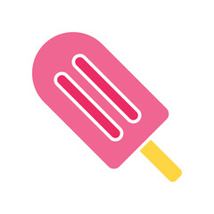 Tasty ice cream in popsicle with strawberry flavor. Freshness Sweet dessert food. Ice cream stick symbol summer, tropical vacation icon. Vector illustration filled outline style EPS10