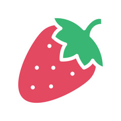Fototapeta premium Ripe and fresh strawberry fruit or strawberries silhouette flat line color design for food apps and website. Organic Fruit, vegan, vegetarian icon Vector illustration filled outline style EPS10