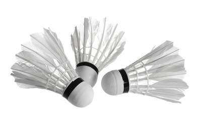 Badminton balls in fly isolated on white - Powered by Adobe