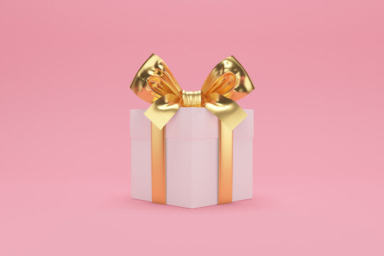 3d Rendering Image Of Jewish Holiday Hanukkah With Gif Box On A Pink Background.