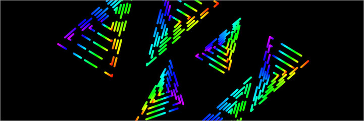 Abstract black background with colorful triangle