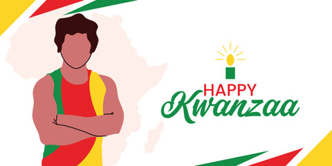 Happy Kwanzaa man folding hands banner template