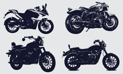 set of motorcycles