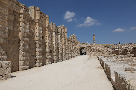 details of entrance in archaeological site of Jerash