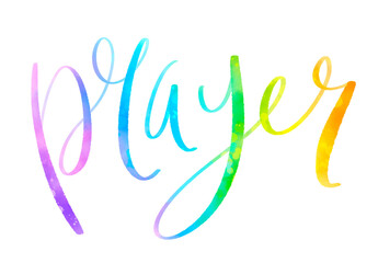 Colorful PRAYER brush lettering on transparent background