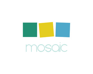 Three colored mosaic tiles logo