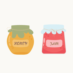 jar with jam and honey