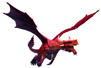 Flying red dragon 3D illustration	