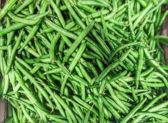 Green beans in market vegetable food texture.