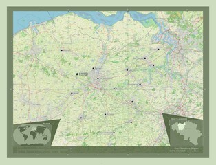 Oost-Vlaanderen, Belgium. OSM. Labelled points of cities