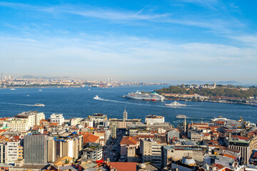 Aerial view of Istanbul historical district on sunny day