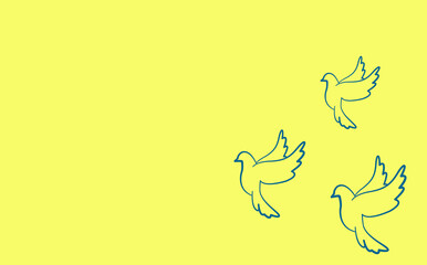 Illustration of a dove on a background in the colors of the flag of Ukraine with space for text. We pray for Ukraine. No war. World peace day concept.
