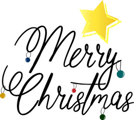 Merry Christmas Illustration with Balls, Star. Vector Holiday Design for Greeting Card, Party Invitation or Promo Banner