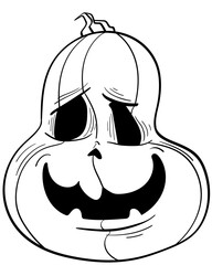 pumpkin lantern with evil grin in inked style