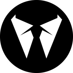 Collar, shirt and tie. Elegant suit icon clothing for men. Black and white vector illustration. Design element for official business clothing shop or store