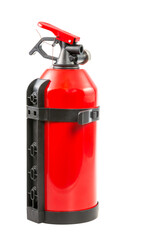 Isolated red plombed portable fire extinguisher