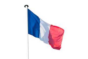 Fototapeten French Flag blowing in the wind with transparent background © Kruwt