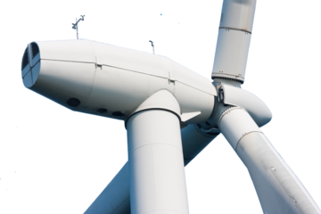 Close up of a huge windmill with transparent background