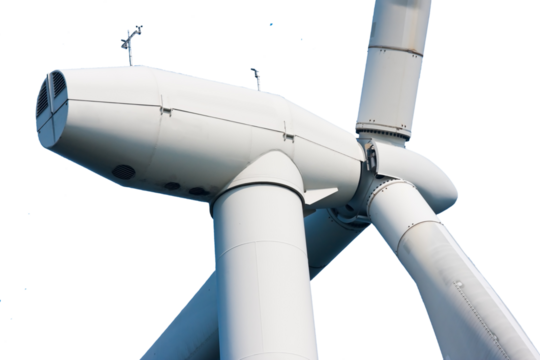 Close up of a huge windmill with transparent background