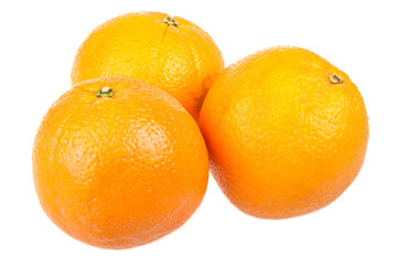 Three fresh oranges, transparent background
