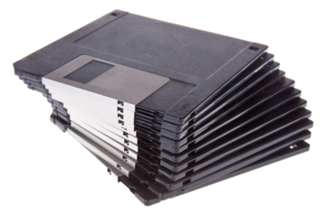 Pile of 3.5 inch computer diskettes